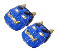 SAFIGLE 2 Maschere da Samurai Demoniache Blu per Uomo Maschere da Palcoscenico e Festa di Carnevale Decorazioni per Ristorante Sushi, Cosplay e Halloween