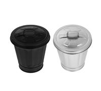 SAFIGLE 2 pezzi Mini Cestino da Scrivania in Lamiera di Ferro con Coperchio da Nero Argento Compatto e Leggero per Ufficio Casa Cucina e Bagno Design Creativo e Salve Spazio