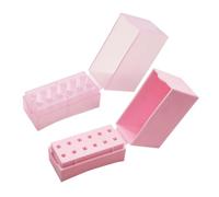 SAFIGLE 2 pezzi Scatola Porta Punte Fresa Unghie Custodia Trasparente e Rosa per Nail Drill Bits Organizer Compatto e Resistente per Strumenti Nail Art Salon