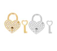 SAFIGLE 2 set Lucchetti Cuore con Cristalli Mini Lucchetti Compatti con Chiavi Serrature in Lega Resistente per Valigie e Decorazioni per Attrazioni Turistiche