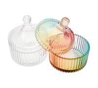 SAFIGLE 2pezzi Elegante Scatola Per Puff Da Trucco Vintage Porta Oggetti Decorativa Per Vanity o Viaggio Organizzatore Di Gioielli e Ricordi Jar Per Accessori Cosmetici