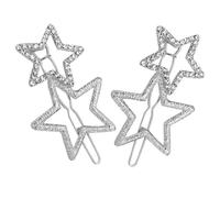 SAFIGLE 2pezzi Fermaglio Capelli Donna Elegante Forma Di Stella Forcine Geometriche in Strass Mollette Cavi Argento Per Styling Capelli Ragazze Donne