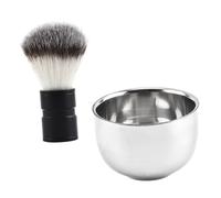 SAFIGLE 2pezzi Pezzi Pennello da Barba in Acciaio Inox Ciotola per Sapone Setola Morbida per Produrre Ricca Kit da Barba Portatile per Viaggi e Cura