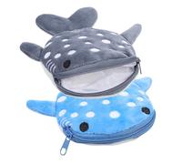 SAFIGLE 2pezzi Portamonete Forma Di Squalo Peluche Confezione Da Leggeri e Portatili Chiusura Con Zip Per Ragazzi