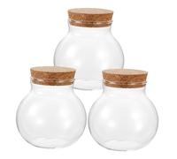 SAFIGLE 3 pezzi Bottiglie in Vetro Trasparente con Tappo in Sughero Vasi Ecologici per Terrarium e Paesaggi in Miniatura Contenitori Compatti e Resistenti per Decorazioni Naturali da