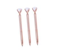 SAFIGLE 3 Pezzi Penne Sfera in Metallo con Cristallo Prezioso Grande Punta Fine Scorrevoli e Resistenti Eleganti in Rosa Oro per Scuola Ufficio e Regalo Raffinato