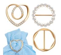 SAFIGLE 3pcs Camicia Nodo Anelli Sciarpa Clip Perla Strass Elegante Accessori Decorativi Camicie Scialli Abiti Versatile Facile da Usare