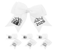 SAFIGLE 4 Fiocchi per Chioma da Laurea in Raso Bianco con Clip, Accessori Eleganti per Cerimonia di Laurea, Decorazioni Leggere per Feste e Sessioni Fotografiche, Copricapo Classico