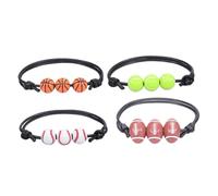SAFIGLE 4 pezzi Braccialetti Sportivi con Ciondoli Palline in Regali per Fan Basket Baseball Tennis Accessorio Portatile