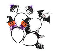 SAFIGLE 4 pezzi Fasce Halloween per Ragazze con Elementi Ragnetto Zucchetta Pipistrellino e Teschio Cerchietti Costume Leggeri e Comodi per Festa e Cosplay