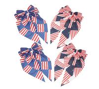 SAFIGLE 4 Pezzi Fermaglio per Capelli con Fiocco e Lunga Bandiera Nastro per Giorno della Libertà Americana Accessorio Femminile Leggero e Decorativo