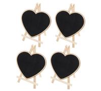 SAFIGLE 4 pezzi Lavagnette in Legno Forma di Cuore Lavagna da Tavolo per Scrivere Decorazione per Matrimoni Feste e Artigianato