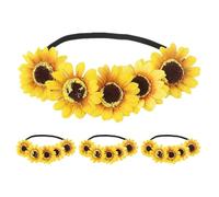 SAFIGLE 4pezzi Fascia Per Capelli Ghirlanda Di Girasoli Decorazione Floreale Per Accessori Da Donna Fascia Elastica Per Capelli Fiori Artificiali