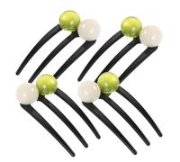 SAFIGLE 4pezzi Forcina per Capelli in Stile Cinese Punte Forcina per Capelli Perline Verdi Chignon Stick Strumento per Creare Chignon per Feste Balletto Danza