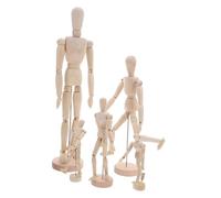 SAFIGLE 5 Pezzi Manichini in Legno Articolati con Supporto Modello Regolabile per Disegno e Studio Anatomico Manichino Artistico per Schizzi e Pratica su Tavolo