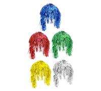 SAFIGLE 5 Pezzi Parrucche Colorate Tinsel per Feste Parrucche Decorative Metalliche per Cosplay e Compleanni Unisex Leggere e Riutilizzabili Accessorio per Eventi con Design