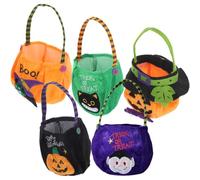 SAFIGLE 5 Pezzi Sacchetti Regalo di Halloween con Cappuccio, Borsa Pratica per Caramelle, Design Variabile Adorabile per Festa di Halloween, Confezione Multipla Stili multipli