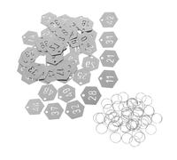 SAFIGLE 50 pezzi Targhette Numerate in Acciaio con Anelli Esagonali Portachiavi Robusto per Identificazione Facile e Organizzazione Varie