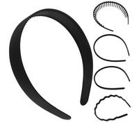 SAFIGLE 5pezzi Fascia Per Capelli Donna Con Pettine Denti Fasce in Plastica Robuste e Resistenti Per Lavarsi Viso Fare Sport o Usare Come Accessorio Decorativo