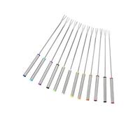 SAFIGLE 6 pezzi Forchette Fonduta in Acciaio con Manico Resistenti al Calore Forchettine Dessert per Cioccolato Formaggio e Marshmallow per Fontana di Cioccolato e Fonduta Colore Casuale