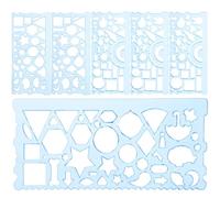 SAFIGLE 6 Pezzi Set di Righelli da Disegno Geometrici Blu in PP | Modelli di Disegni Coerenti, Leggero e Portatile, per Scuola, Progetti in Aula, Architettura e Quaderni