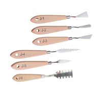 SAFIGLE 6 pezzi Spatole per Pittura Olio in Acciaio Inossidabile con Manico in Legno Coltelli per Mix e Texture su Tela Strumenti Leggeri e Portatili per Artisti e Decorazione