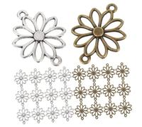 SAFIGLE 60 Pezzi Charm Connector Fiore Vintage in Lega di Zinco Doppio Foro Pendenti Margherita per Bracciali Te Orecchini e Portachiavi Accessori Leggeri per Gioielli Artigianali