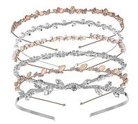 SAFIGLE 6pezzi Cerchietto Per Da Sposa in Cristalli e Fascia Per Matrimonio Diversi