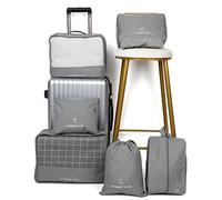 SAFIGLE 7pezzi Cubi Per Imballaggio Da Viaggio Borse Portaoggetti Organizer Per Bagagli Borse Da Viaggio Per Valigie Cubi Per Imballaggio Compressione Grigio