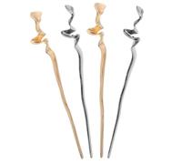 SAFIGLE Bastoncini per Chioma in Metallo Lucido 4 Pezzi Set Design Ondulato Irregolare, Forcine per Chignon Stile Cinese Contemporaneo, Accessori per Acconciature Raccolte Formali e