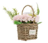 SAFIGLE Bouquet di Rose Sapone Artificiale Rosa con Cestino in Bambù Fiore di Sapone Profumato per Regalo Decorativo Duraturo per Feste Matrimoni e Anniversari