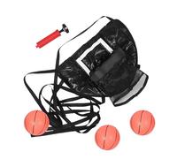 SAFIGLE Canestro da Basket per Trampolino Pieghevole, Kit con Pallone e Pompa, Nero, in PVC, Epe, Tessuto Oxford e PE, Accessorio per Trampolino e Famiglie, Uso Interno ed Esterno