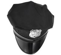 SAFIGLE Cappello da Poliziotto Nero in Pu Leggero e Decorativo per Halloween e Compleanni, Accessorio Classico e Unico per Uomo e Donna