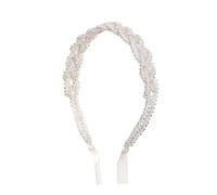 SAFIGLE Cerchietto Sposa in Abs Bianco Perline Realizzato a Mano, Accessorio Chioma per Matrimonio che Tiene i Chioma Saldamente, per Spose e Damigelle