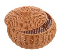 SAFIGLE Cesto Intrecciato con Coperchio in Stile Rustico Cesta Porta Frutta e Pane Multiuso per Cucina e Soggiorno Resistente e Decorativo per Conservazione Uova e Snack Riutilizzabile