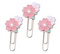 SAFIGLE Clip Segnalibro Fiore di Ciliegio in Metallo Set da 3, Graffette Design Decorative in Lega di Zinco per Ufficio, Scuola, Organizzazione Documenti e Foto