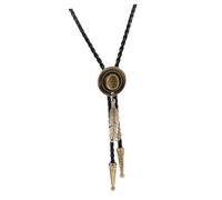 SAFIGLE Cravatta Western Regolabile con Ciondolo Cappello Vintage e Bolo Tie da in Metallo e Cuoio Accessorio Western e Pratico