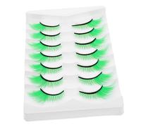 SAFIGLE Extension Di Pestañas Verdi Per Halloween e Feste, Set Da 7 Punte, Pestañas Extra Lunghe Per Make-up Artistico e Cosplay