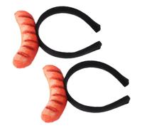 SAFIGLE Fasce per Chioma Divertenti a Forma di Hot Dog Accessori in Peluche Comodi e Creativi 2 Pezzi per Feste di Carnevale e Trucco Fotografico