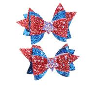 SAFIGLE Fermagli per Capelli Forma di Stella e Fiocco Coordinata Accessori per Capelli per Feste Design Patriottico Realizzati in Similpelle Leggera