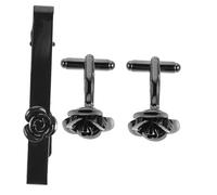 SAFIGLE Gemelli e Fermacravatta con Design Rosa in Smalto per Uomo Elegante Accessorio da Lavoro con Finitura Lucida e Resistente