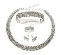 SAFIGLE Matrimonio con Collana Orecchini e Bracciale Parure Sposa per Feste Cerimonie e Party