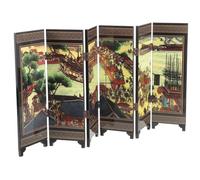 SAFIGLE Mini Paravento Stile Tradizionale Cinese Divisorio Ambienti Compatto con Design Sei Pannelli Colorati Decorazione da Tavolo per Casa e Camera Ornamento Vintage per Interni