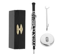 SAFIGLE Oboe in Metallo Nero con Supporto e Scatola in Materiale Similpelle Decorazione da Scrivania Realistica per Casa e Ufficio Ornamento Delicato per Decorazioni Colore Colore Casuale