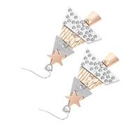 SAFIGLE Orecchini Natalizi Da Donna Pendenti a Forma Di Albero Di Natale in Lega Con Doppia Finitura k e Oro, Stile Lungo Elegante Per Feste Di Capodanno e Natale, Regalo Gioielli Per Donne