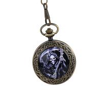 SAFIGLE Orologio da Tasca Classico Bronzo Catena Spessa e Design Fantasma Numeri Romani per Regali di Natale e Compleanno Uomo