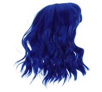 SAFIGLE Parrucca Bob Corta con Frangia per Donna Parrucca Riccia Sintetica Blu Scuro Capelli Finti Caschetto Corto Riccio per Cosplay Halloween Feste