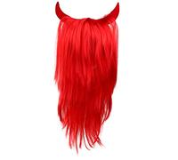 SAFIGLE Parrucca con Corna Rossa in Pet per Cosplay e Festa di Halloween, Comoda ed Elastica, Accessorio Costume Diavolo e Strega per Adulti e Ragazzo Ragazza