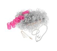 SAFIGLE Parrucca Da Vecchia Signora Con Bigodini Accessori Per Costume Da Nonna Per Donna Include Catena Per Occhiali Per Giochi Di Ruolo e Spettacoli