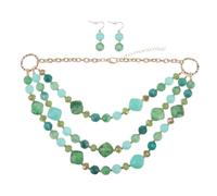 SAFIGLE Parure con Collana e Orecchini Pendenti Resina Accessorio per Matrimoni e Feste